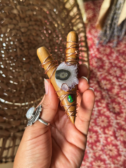 “COSMIC” Amethyst Stalactite + Black Opal - Wire Wrapped Kuripe