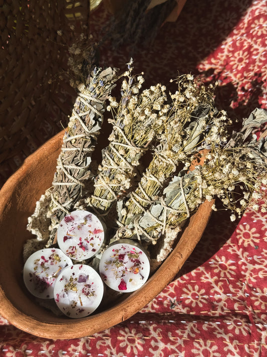 Floral Smoke Wands + Tea Light Bundle