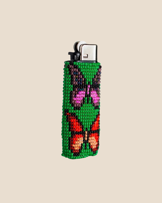 ⫷ Butterflies (green) ⫸ Beaded Lighter Case