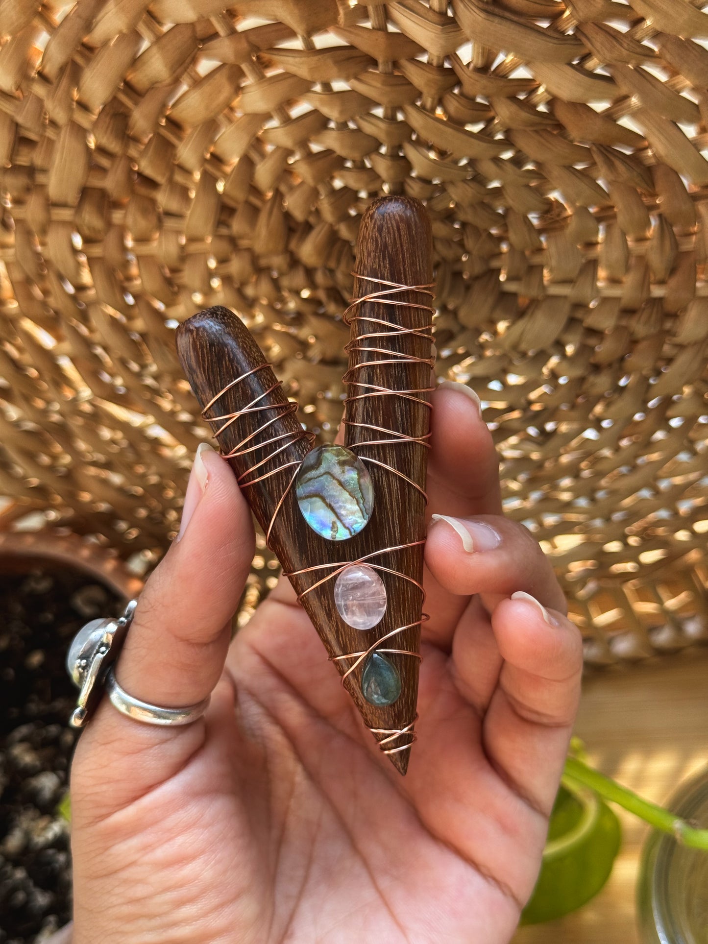 "DREAMY" Crystal Kuripe :: Abalone + Clear Qtz, Rose Qtz, Labradorite