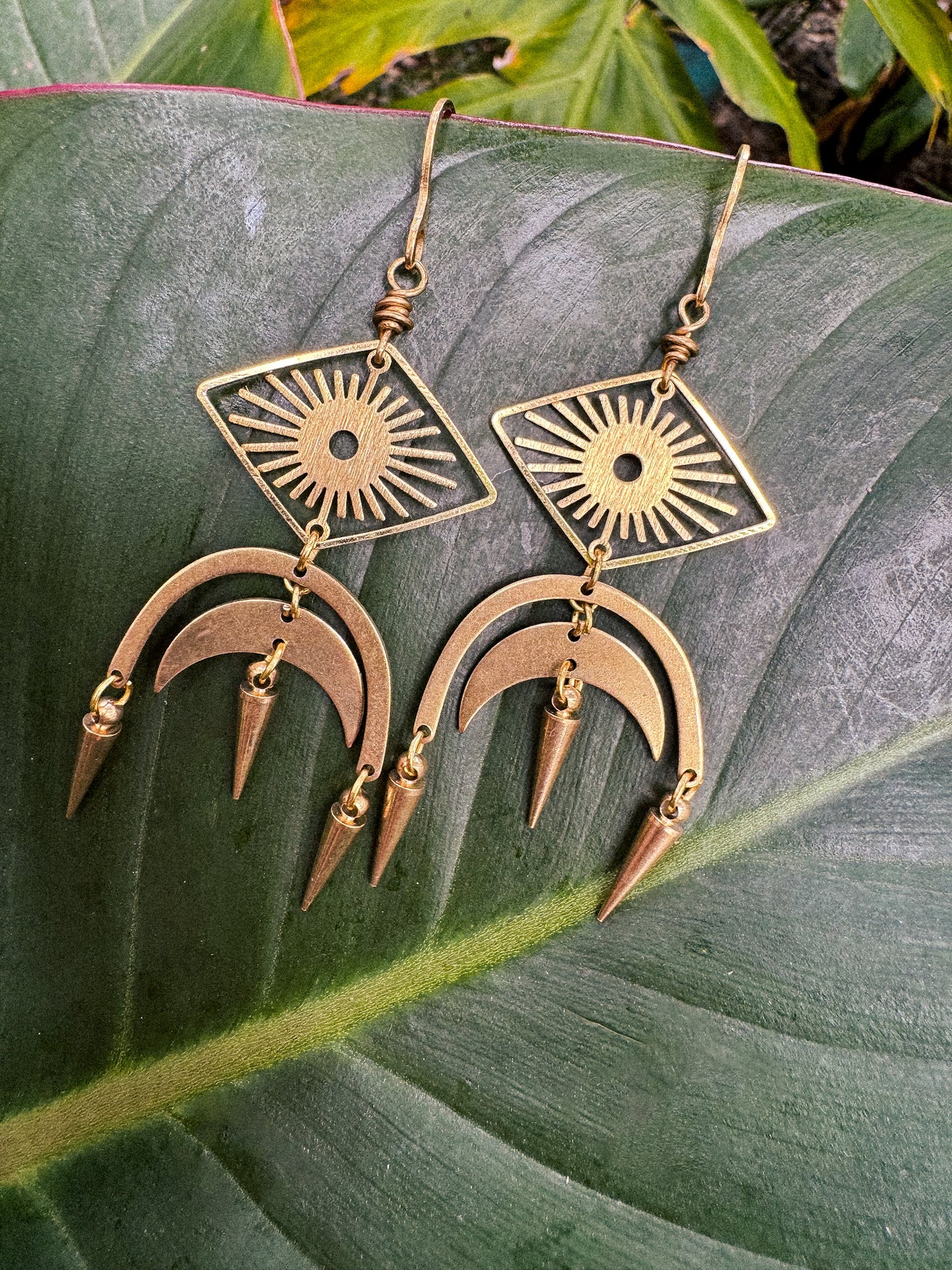 Funky Boho Eclectic Brass Earrings