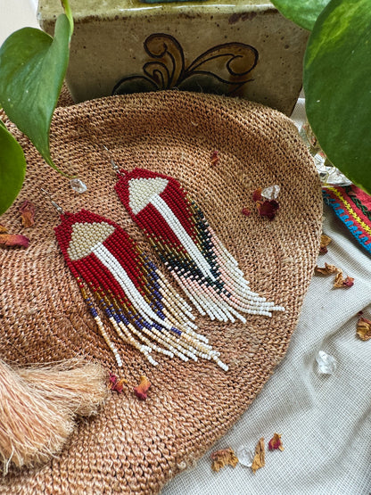 Mushroom Beadwork Earrings ♡ Embera Tribe, Colombia