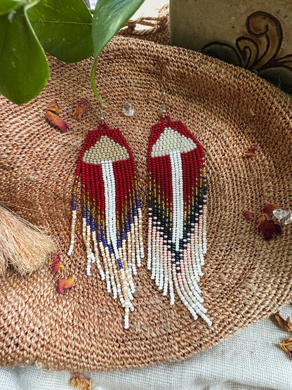 Mushroom Beadwork Earrings ♡ Embera Tribe, Colombia