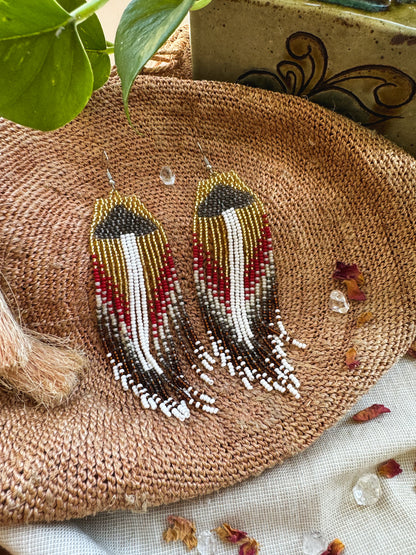 Mushroom Beadwork Earrings ♡ Embera Tribe, Colombia