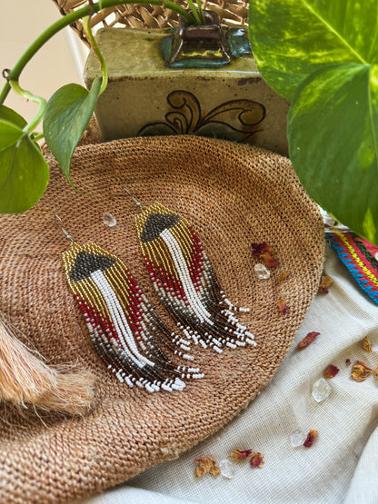 Mushroom Beadwork Earrings ♡ Embera Tribe, Colombia