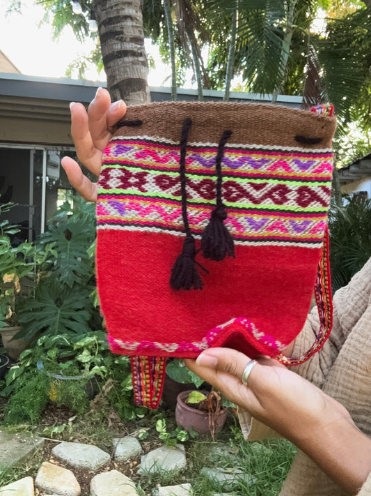 Peruvian Textile Crossbody Purse ~reds & prints~