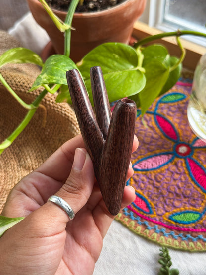 Tamarind Wood Double Nostril Kuripe