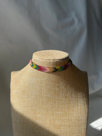 ༶ "Jewel Tones" Beaded Choker ༶ Inga Tribe, Columbia