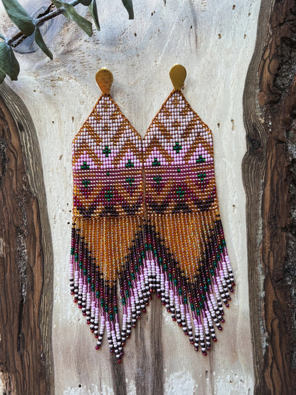 ༶ Maiz (Corn) Symbol Beaded Earrings༶ Inga Tribe, Columbia