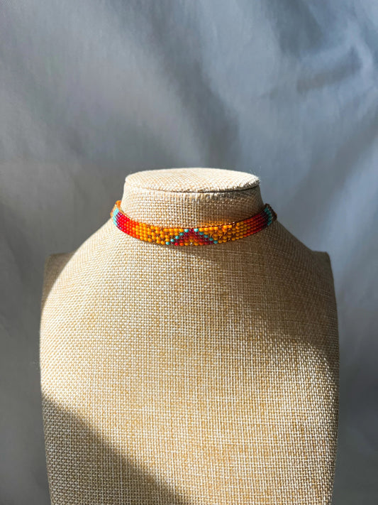 ༶ "Sunburst" Beaded Choker ༶ Inga Tribe, Columbia