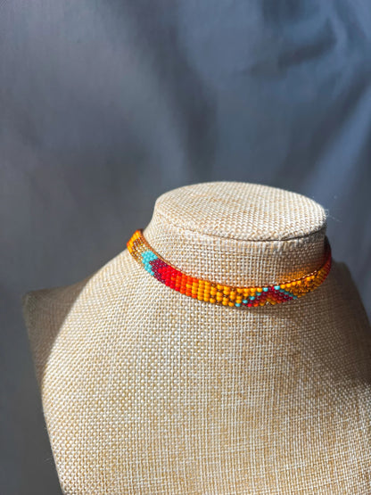 ༶ "Sunburst" Beaded Choker ༶ Inga Tribe, Columbia